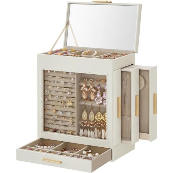 Jewelry Box with Glass Window 5-Layer Jewelry Organizer Jewelry Storage